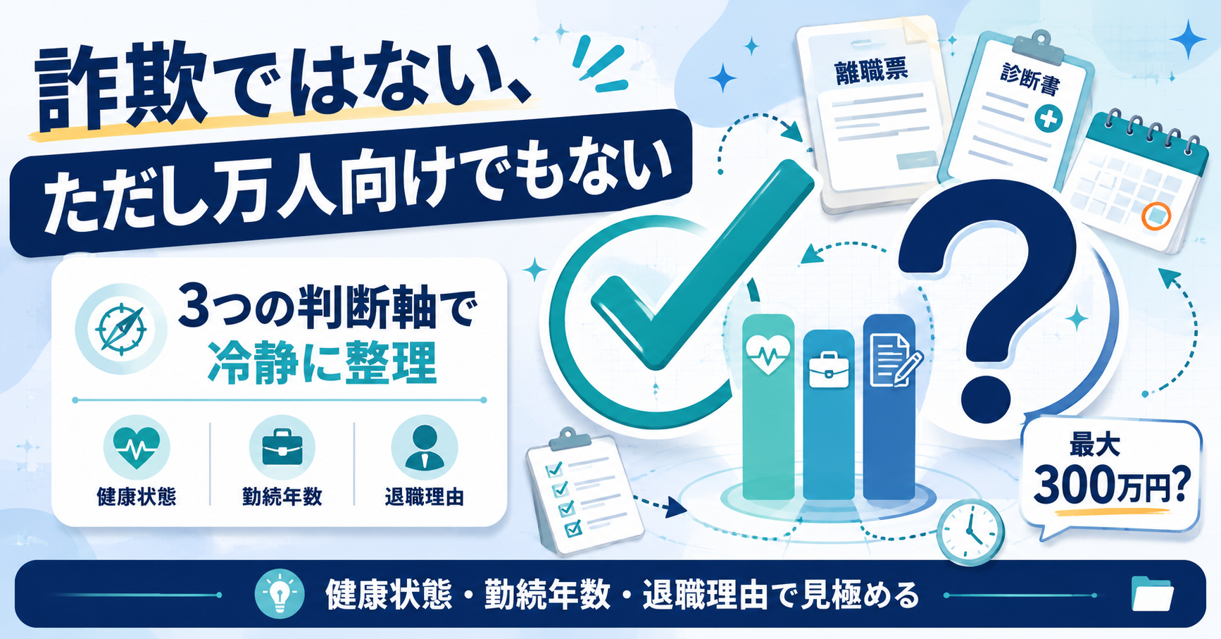 転職×退職のサポート窓口は詐欺か。3つの判断軸(健康・勤続・退職理由)で冷静に整理した中立評価