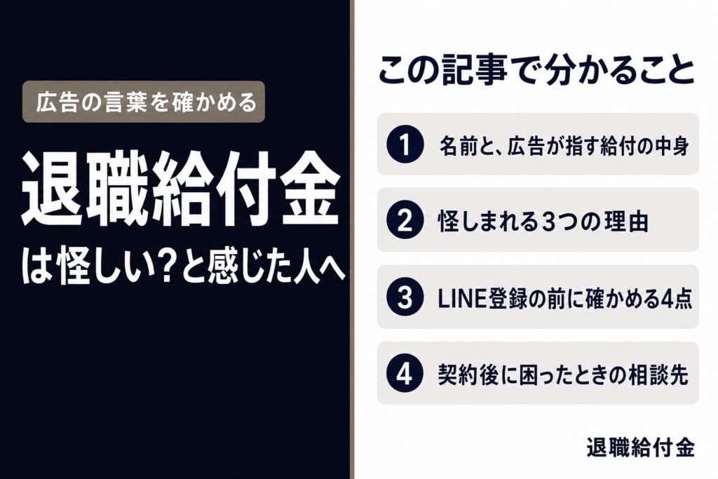退職給付金は怪しい？と感じた人へ（この記事で分かること）