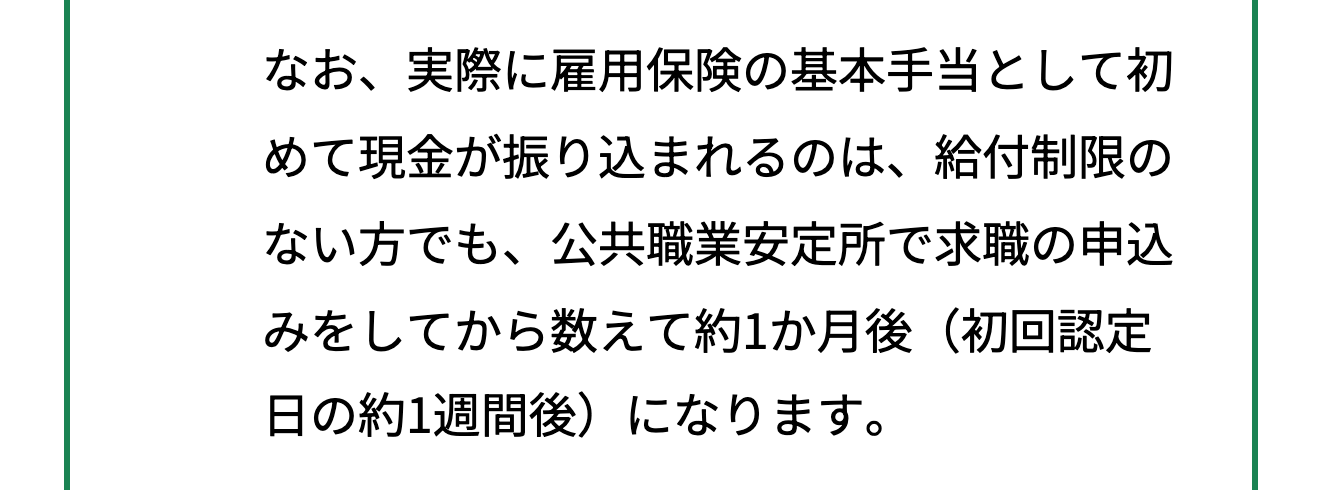 ハローワークの案内にある失業保険の初回の振込の時期